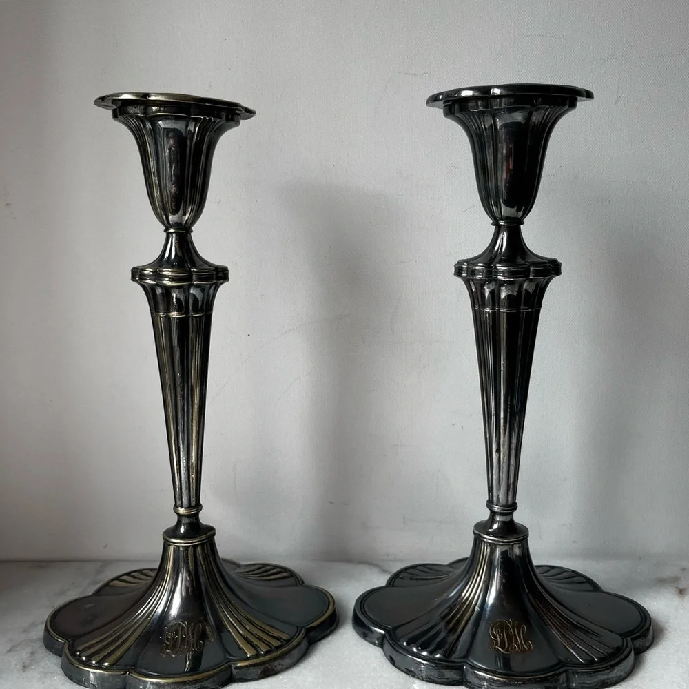 Vintage antique Gorham 11” 0200 silver solder Candlesticks candle holders holder